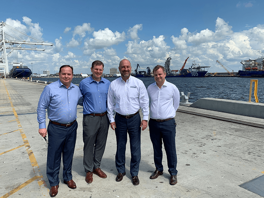 Pictured (left to right): Port of Gulfport Deputy Executive Director, Matthew S. Wypyski; Commissioner Daniel B. Maffei; Port of Gulfport Executive Director & CEO, Johnathan Daniels; and Commissioner Louis E. Sola
