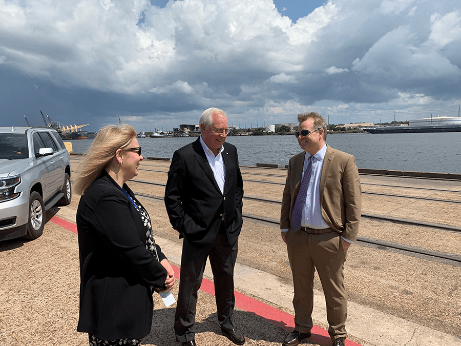 Pictured: Commissioner Louis E. Sola with Alabama State Port Authority VP of Marketing, Judith Adams and Director & CEO, James K. Lyons