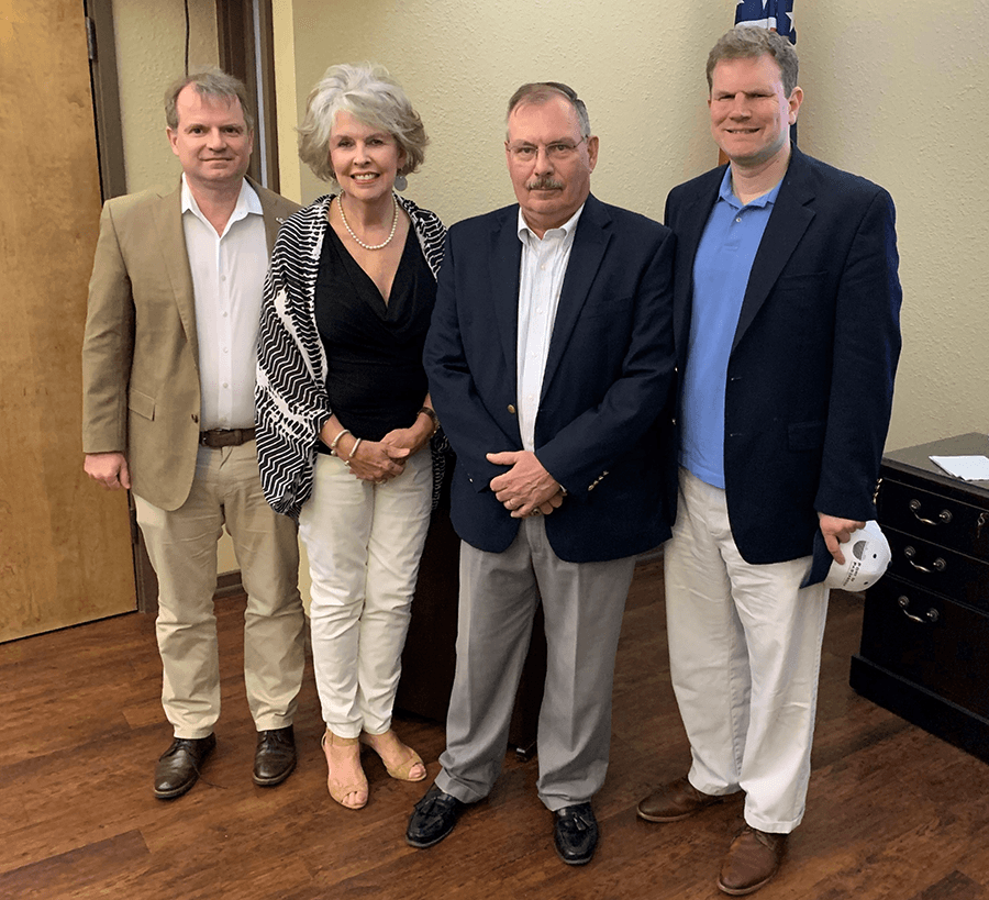 Pictured (left to right): Commissioner Louis E. Sola; Port of Pascagoula Government Affairs & PR Manager Betty Ann C. White; Port of Pascagoula Director, Mark L. McAndrews; Commissioner Daniel B. Maffei