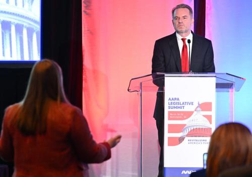 FMC Chairman Louis E. Sola receives audience questions following his keynote remarks delivered at the AAPA 2025 Legislative Summit, Washington, DC, March 19, 2025.