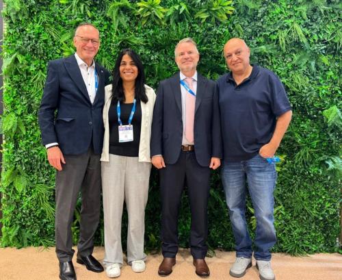 Chairman Louis E. Sola (Third from Left) with (L-R) Giora Israel (Giora Israel, LLC), Efrat Cohen, and Elie Bar Yossef (Ashdod Port Company) at SeaTrade Cruise Global 2025 held in Miami, FL on April 7-10, 2025.  