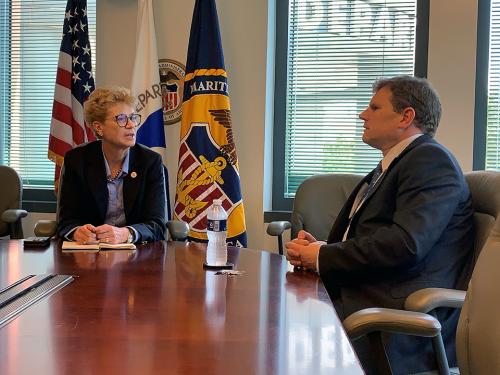 FMC Chairman Daniel Maffei (right) meets with Maritime Administrator Ann Phillips.
