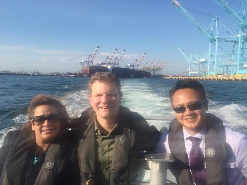 Daniel Maffei (center) at the Port of Los Angeles, September 2021.