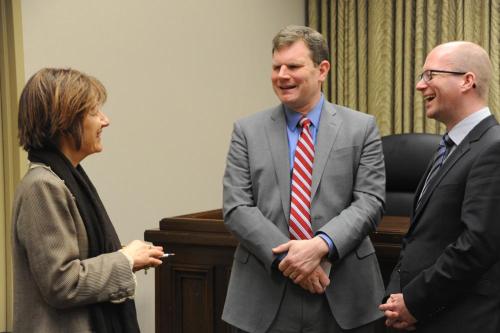 Daniel Maffei (center) speaking with transportation attaches from European embassies attending a meeting at the Federal Maritime Commission, March 2017.