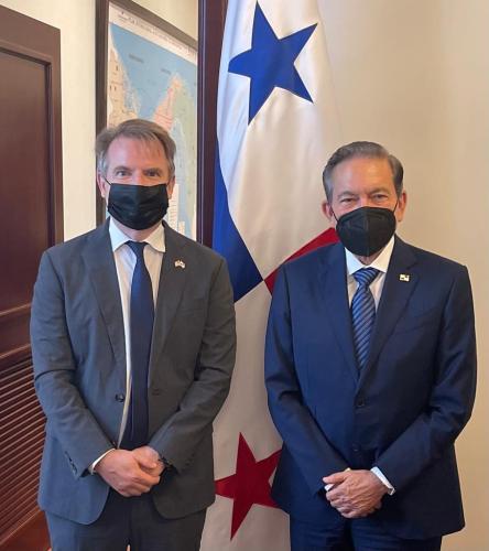 Commissioner Louis Sola (left) and the President of Panama.